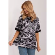 T-shirt z cyrkoniowym tygrysem na przodzie