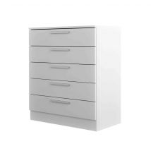 Commode 5 tiroirs en bois blanc - CO9022 en Panneau de particules - - Blanc - Terre de Nuit