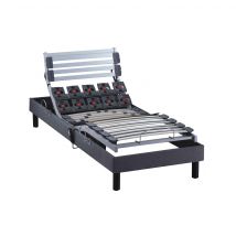 Sommier électrique de relaxation lattes + plots tissu anthracite 70x190 en Pin Massif - - Anthracite - Someo