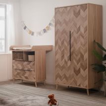 Armoire 2 portes effet chevron avec pieds en bois massif - AR70109
