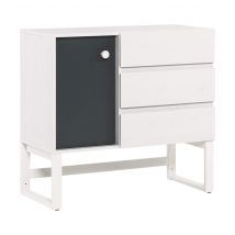 Commode 3 tiroirs 1 porte en bois blanc et anthracite - CO17028 en Panneau de particules - - Anthracite - Terre de Nuit