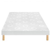 Sommier déco tapissier Twist - Merinos 140x200 en Epicéa - Blanc