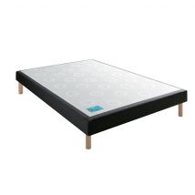 Sommier tapissier Pencil ferme velours nuit - Merinos 90x190 en Epicéa - Noir