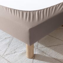 Cache-sommier coton jersey taupe 200x200 en - - Taupe - Terre de Nuit