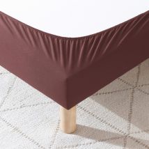 Cache-sommier coton jersey marron 200x200 en - - Marron - Terre de Nuit