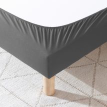 Cache-sommier coton jersey anthracite 80x200 en - - Anthracite - Terre de Nuit