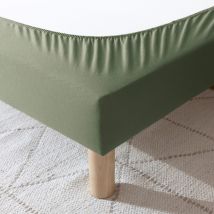 Cache-sommier coton jersey kaki 100x200 en - - Kaki - Terre de Nuit