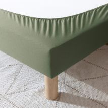 Cache-sommier coton jersey kaki 160x190 en - - Kaki - Terre de Nuit