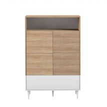 Commode en bois blanc avec placard et niche de rangement - CO6001 en Médium (MDF) - - Blanc - Temahome