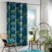 Rideau Blue Vegetal 140x260 cm en - - Bleu - Douceur D'intérieur