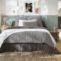 Terre de Nuit - Couvre-lit gaze de coton imprimé vichy 90x200 cm Noir - Carreaux