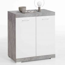 Commode 2 portes en bois blanc et gris - CO13002 en Médium (MDF) - - Blanc - Terre de Nuit