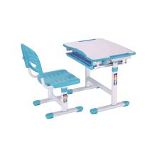 Bureau enfant ajustable en hauteur bleu 201 + chaise - Terre de Nuit en Médium (MDF) - Bleu