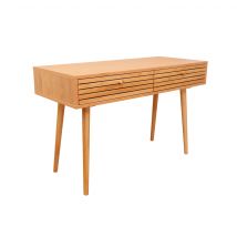 Bureau à rainures en bois placage chêne - BU17006 en Médium (MDF) - - Bois naturel - Terre de Nuit
