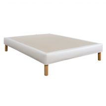 Cache-sommier intégral simili cuir neige 200x200 en - - Blanc - Someo