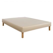 Cache-sommier intégral simili cuir sable 120x190 en - - Beige - Someo
