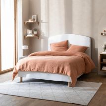 Pack tête de lit et cache-sommier bouclette 160 cm blanc en Polyester - - Blanc - Terre de Nuit