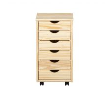 Caisson 6 tiroirs pin massif vernis naturel en Pin Massif - - Naturel - Terre de Nuit