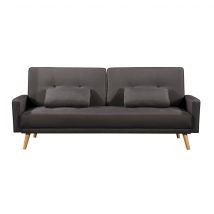 Canapé convertible droit scandinave 3 places en tissu anthracite - CA00001 en Bois - Anthracite - Terre de Nuit