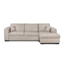 Canapé convertible d'angle droit 4 places en tissu beige - CA00003 en Bois - Beige - Terre de Nuit