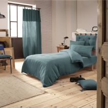 Housse de couette double gaze de coton bleu canard 140x200 cm en - - Bleu canard - Terre de Nuit