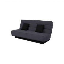 Banquette clic-clac unie avec housse grise + 2 coussins - CC10003 en Metal - Gris - Dunlopillo