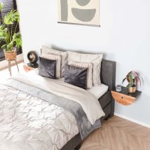 Lot de 2 chevets demi lune en bois massif naturel 1 tiroir - CH18048 en Acacia - - Anthracite - Terre de Nuit