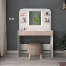 Coiffeuse enfant avec miroir en bois blanc et rose - CF9011 en Panneau de particules - - Rose - Terre de Nuit