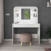 Coiffeuse enfant avec miroir en bois blanc - CF9011 en Panneau de particules - - Blanc - Terre de Nuit