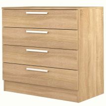 Commode 4 tiroirs en bois imitation chêne - CO9004 en Médium (MDF) - - Bois clair - Terre de Nuit
