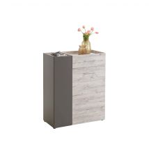 Commode 2 portes 1 tiroir coloris chêne sable et lava - CO13059 en Panneau de particules - - Bois clair - Terre de Nuit