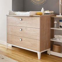Commode à langer en bois imitation chêne blond + petite bibliothèque - CO5043-3