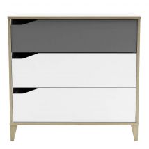 Commode enfant 3 tiroirs en bois blanc et gris - CO213 en Panneau de particules - - Blanc - Terre de Nuit