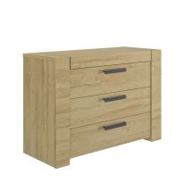 Commode 3 tiroirs avec poignées en métal - CO5074 en Panneau de particules - - Bois clair - Terre de Nuit