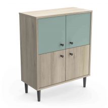 Commode 4 portes vert de gris - CO181 en Médium (MDF) - - Vert - Terre de Nuit
