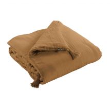 Terre de Nuit - Couvre-lit double gaze de coton marron 150x150 cm - - Marron - Uni
