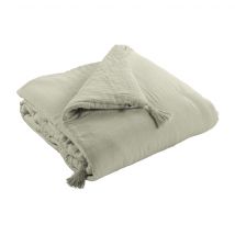 Terre de Nuit - Couvre-lit double gaze de coton vert 150x150 cm - - Vert - Uni
