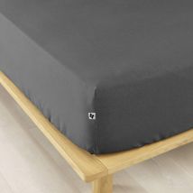 Terre de Nuit - Drap housse flanelle anthracite 140x190 cm - - Anthracite - Uni