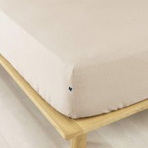 Terre de Nuit - Drap housse flanelle beige 160x200 cm - - Beige - Uni