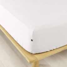 Terre de Nuit - Drap housse flanelle blanc 160x200 cm - - Blanc - Uni