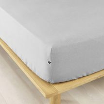 Terre de Nuit - Drap housse flanelle gris 180x200 cm - - Gris - Uni