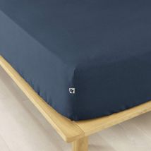 Terre de Nuit - Drap housse flanelle marine 90x190 cm - - Bleu marine - Uni