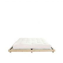Ensemble lit futon style japonais naturel 160x200 + tatami + matelas futon écru en Bois - Bois clair - Karup Design
