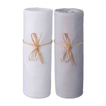 P'tit Basile - Lot de 2 draps housses bébé jersey bio spécial Cododo 50x80 blanc et gris perle - - Gris - Uni