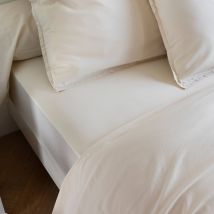 Someo - Drap housse coton lavé bonnet 30 cm - SOMEO Beige 140x190 - Uni