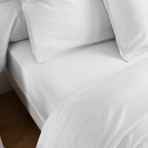 Someo - Drap housse coton lavé bonnet 30 cm - SOMEO Blanc 120x190 - Uni