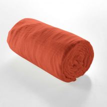 Douceur D'intérieur - Drap housse double gaze de coton Angelia 140x190 Terracotta - - Rouge terracotta - Uni - 57 fils/cm²