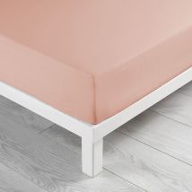 Douceur D'intérieur - Drap housse coton lavé Linette Rose 140x190 cm - Uni - 1