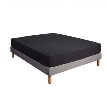 Terre de Nuit - Drap housse 100% coton noir - bonnet 27 cm 140x200 - - Noir - Uni - 57 fils/cm²