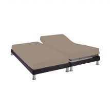 Terre de Nuit - Drap housse TPR biscuit 100% coton bonnet 30 cm 2x80x200 cm - - Marron - Uni - 57 fils/cm²